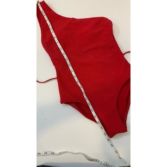 Sea Level Swim Red One Piece Swim Suit Sz 4 Belted One Shoulder Unused With Tags - Picture 7 of 7